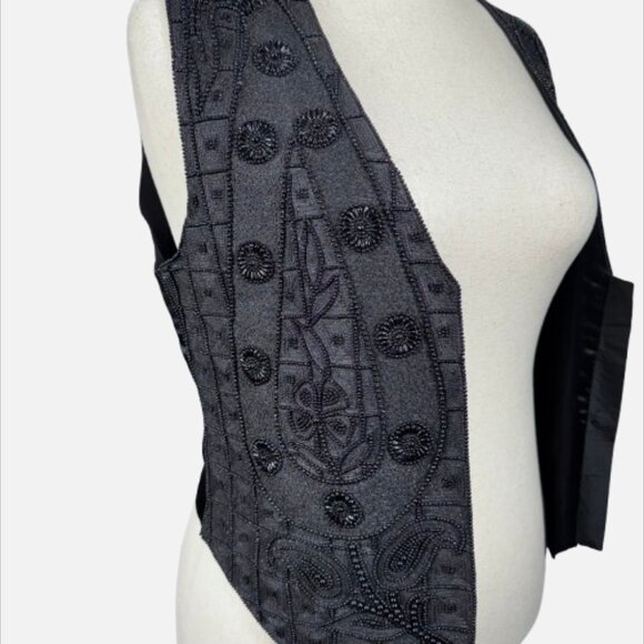 Liz Claiborne Womens Silk Beaded Fairy Waistcoat Vest Whimsigoth Witchy (Size M) - Picture 2 of 16